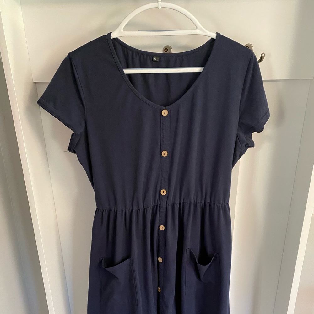 Two dresses. OUGES brand. navy and burgundy. Size 2XL
